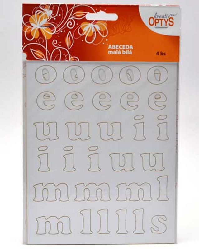 Papierové výrezy - abeceda malá biela+znaky, A5 1set