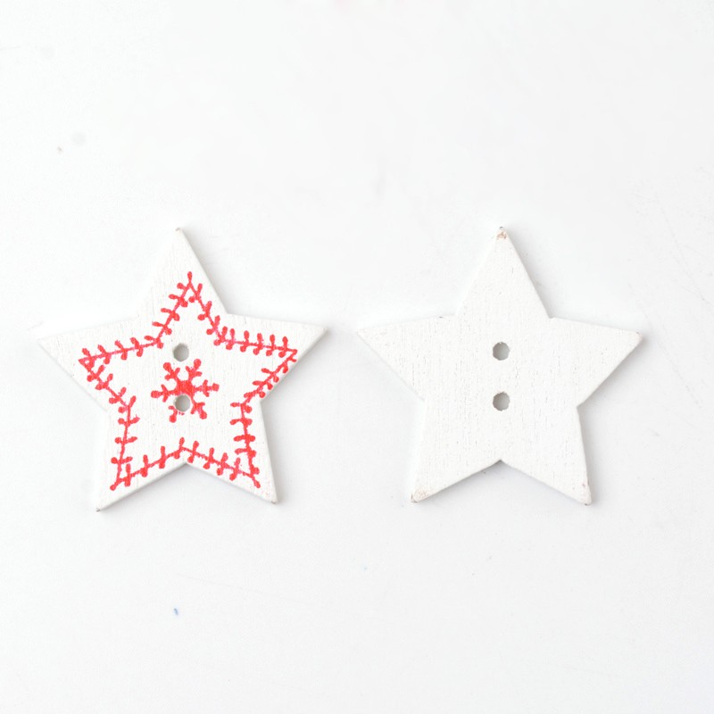 Drevené gombíky vianočný motív hviezda, 30x30x2mm, 5ks