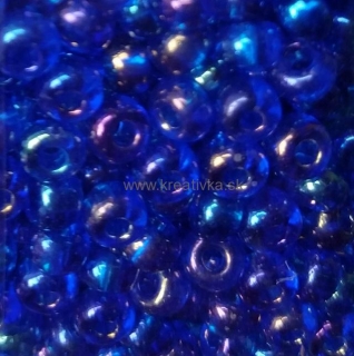 PRECIOSA sklenený rokajl 50g, 4/0 - 5,1mm, modrý s dúhovým odleskom č. 179