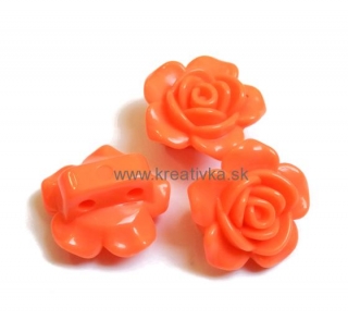 Akrylová korálka kvet - dve dierky 19x12mm 1ks oranžová
