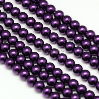Environmental voskované sklenené perly, 20ks, 10mm, tm. fialová