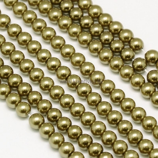 Environmental voskované sklenené perly, 20ks, 10mm, kaki