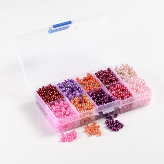Voskované perly 1500ks sklenené 4mm MIX farieb + plastový box