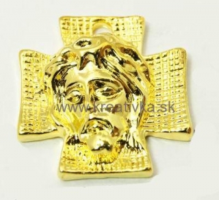 Prívesok krížik 24x22mm 1ks, Ježiš, zlatá