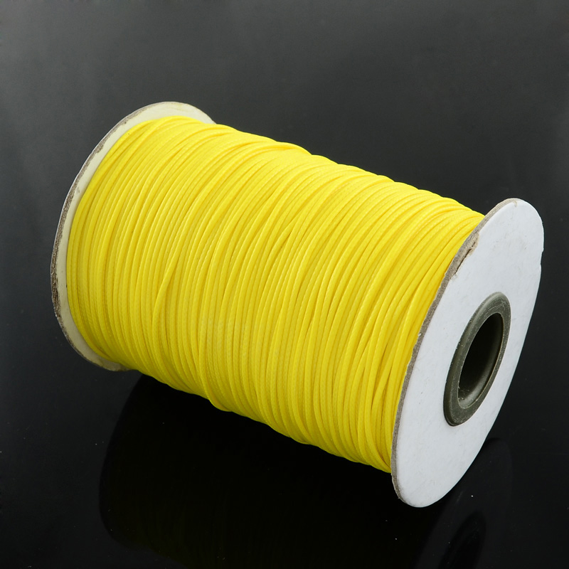 Šnúra voskovaná polyesterová priemer 1,5mm, NEON žltá 1m