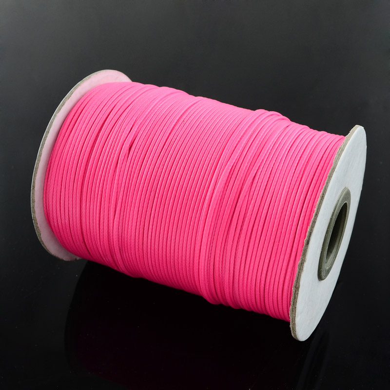 Šnúra voskovaná polyesterová priemer 1,5mm, NEON ružová 1m