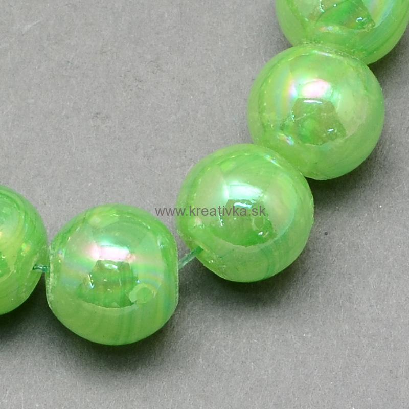 Voskované perly 40ks sklenené 6mm dúhové zelené