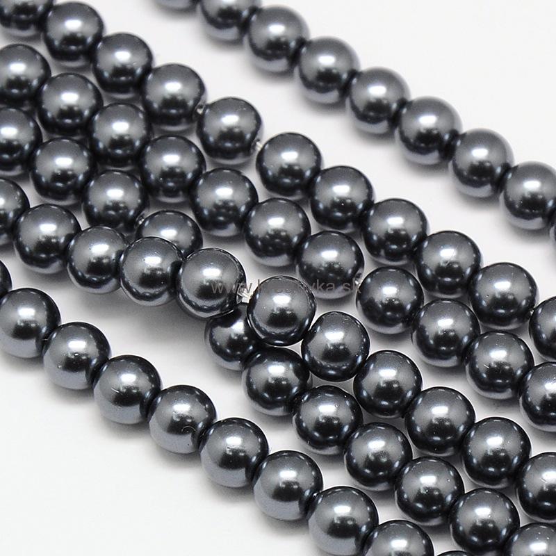 Environmental voskované sklenené perly, 20ks, 10mm, tm. sivá