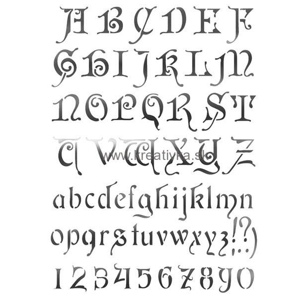 Šabóna ozdobné písmo+ číslice, 21x 29,7cm