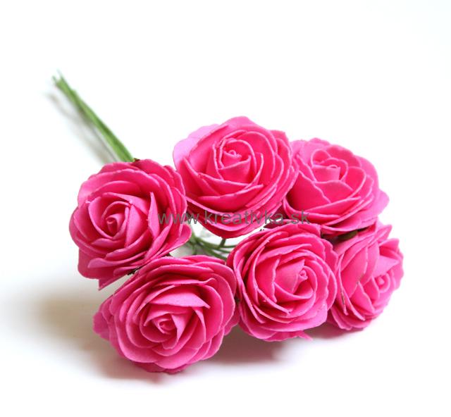 Penové ružičky cyklaménové, 5,5cm-veľkosť ružičky, set 6ks