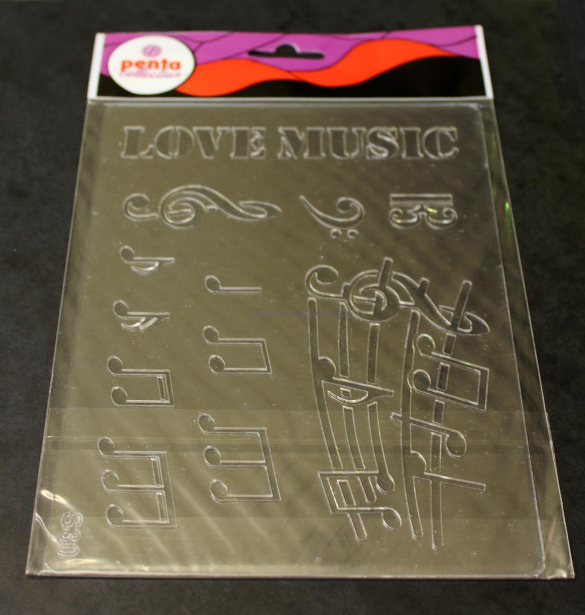 3D plastová šablóna love music 14x20mm, 1ks