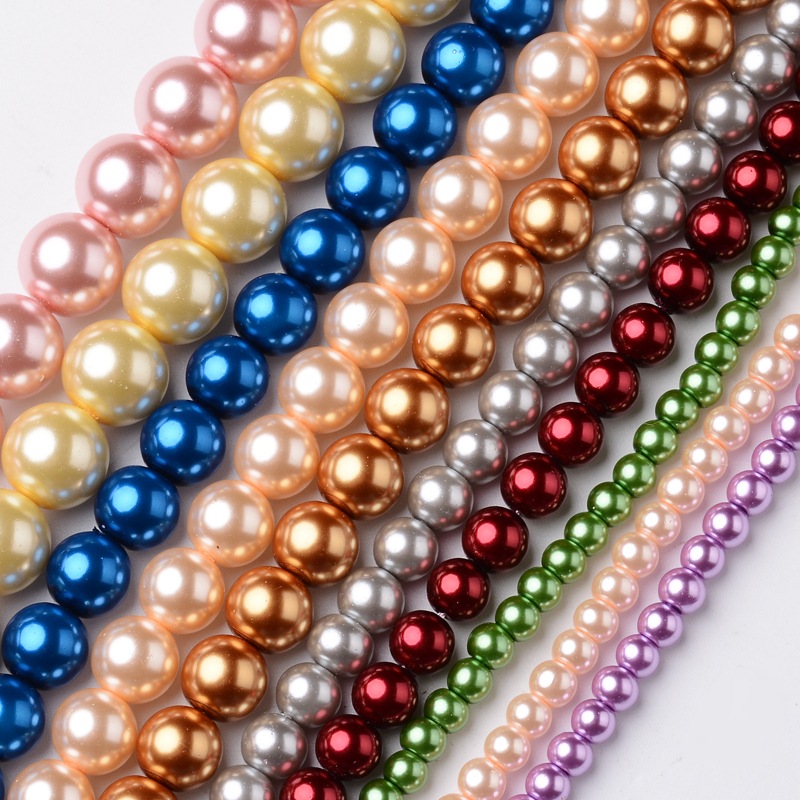 Kvalitné voskované perly 50g sklenené 4-10mm farebný MIX NEW