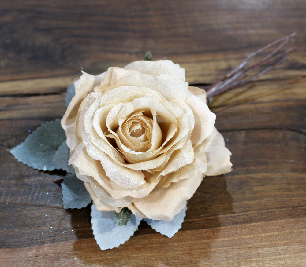 Vianočná šípová ruža sv. hnedá vintage 9cm