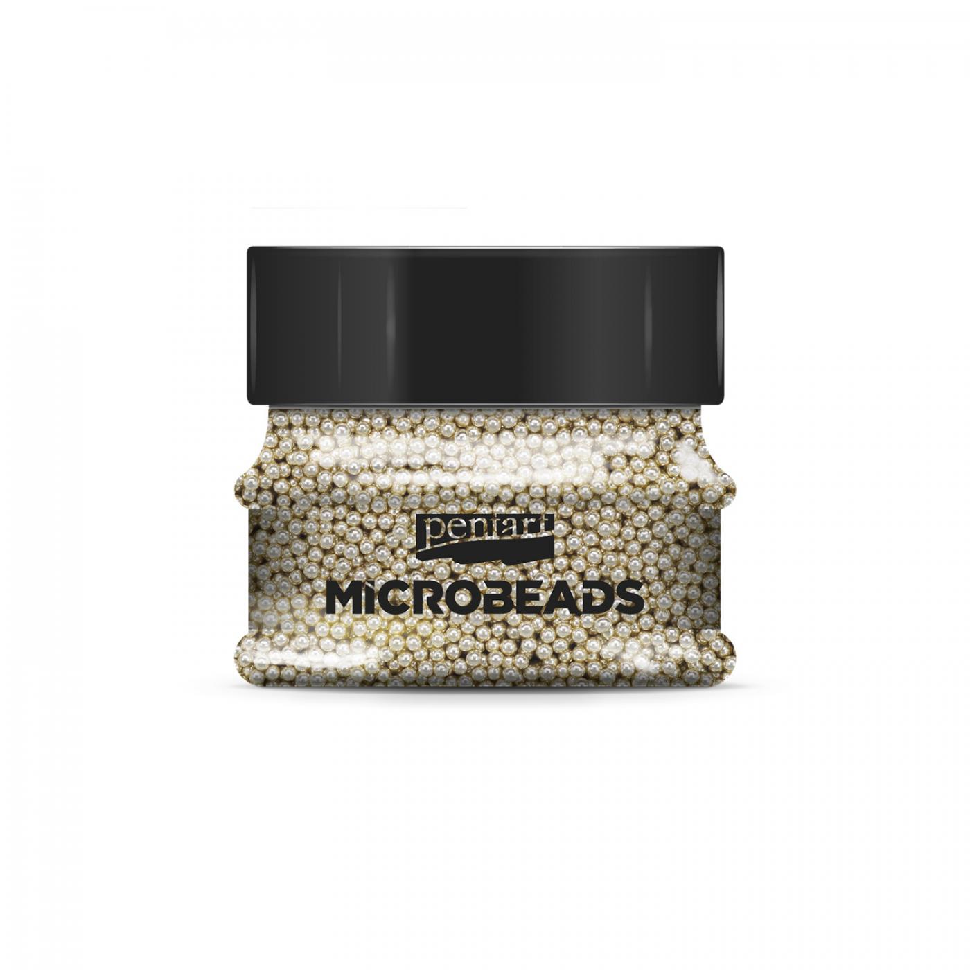 Sklenené mikro-perličky, 0,8-1 mm, 40 g, šampanské zlaté