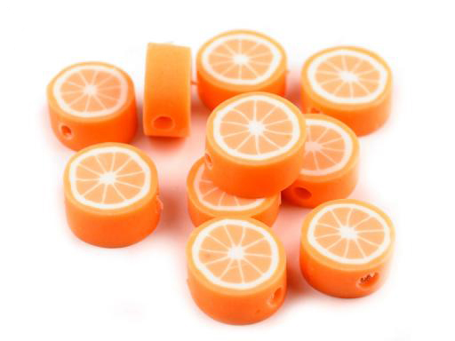 Fimo korálka pomaranč priemer-10mm 1ks