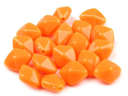 Korálky COLOR plast 14x16mm 10ks kosoštvorec oranžová 