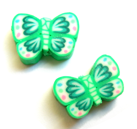 Fimo korálky motýľ 1ks 13x10x5mm zelený