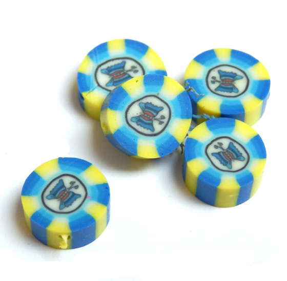 Fimo korálka 1ks  10x5mm ,,F´´