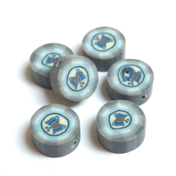 Fimo korálka 1ks  10x5mm ,,H´´