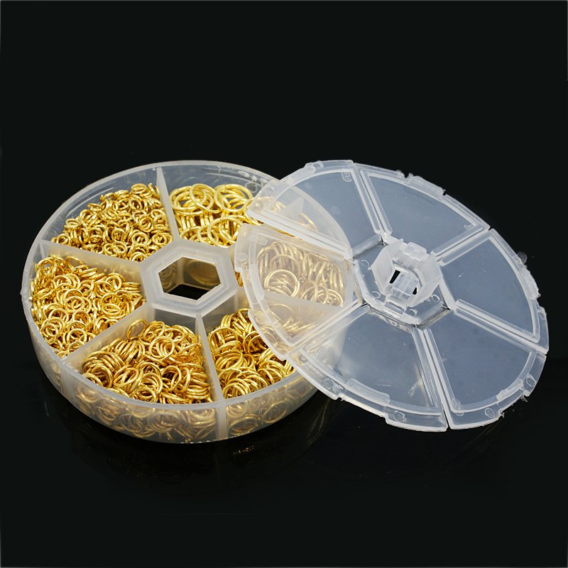Spojovacie krúžky priemer 4,5,6,7,8,10mm MIX veľkostí celý box zlatá 1600ks