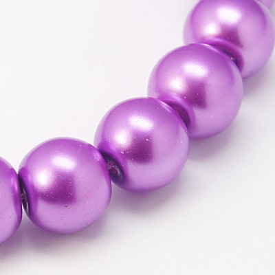 Voskované perly 20ks sklenené 10mm fialová