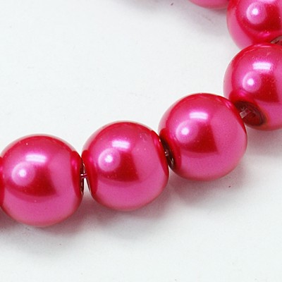 Voskované perly 30ks sklenené 8mm tm. ružová