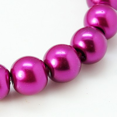 Voskované perly 30ks sklenené 8mm fialovo-červené
