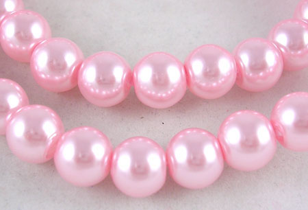 Voskované perly 40ks sklenené 6mm sv. ružová