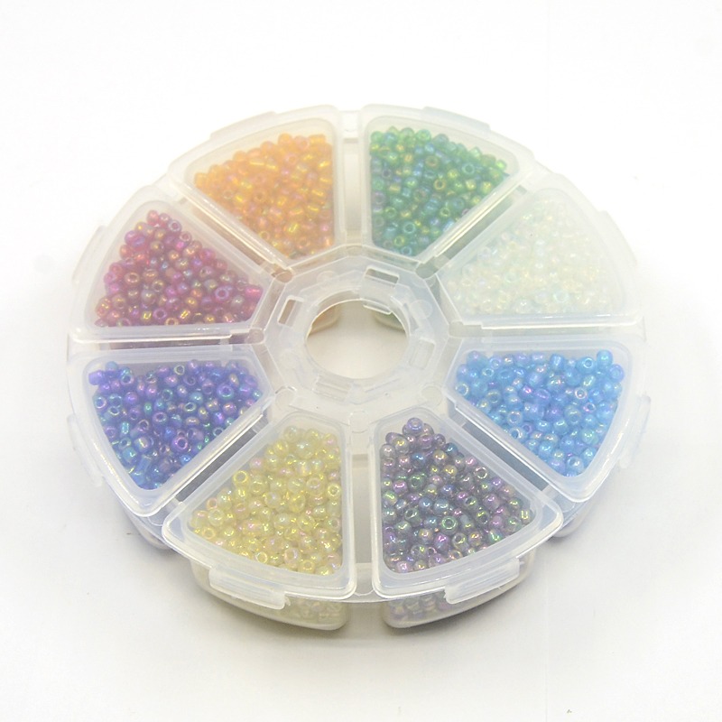 Rokajl sklenený MIX farieb 3mm cca 135g + plastový box, SET 4