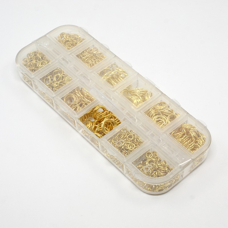 Spojovacie krúžky priemer 4-10mm MIX veľkostí celý box: 60g zlaté