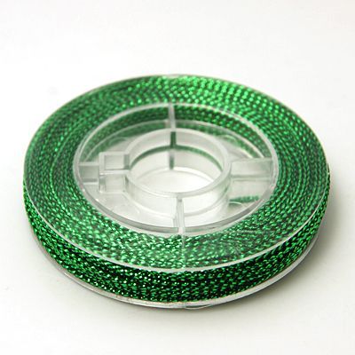 Pletená lurexová šnúrka, hrúbka: 0,6mm, návin: 10m zelená