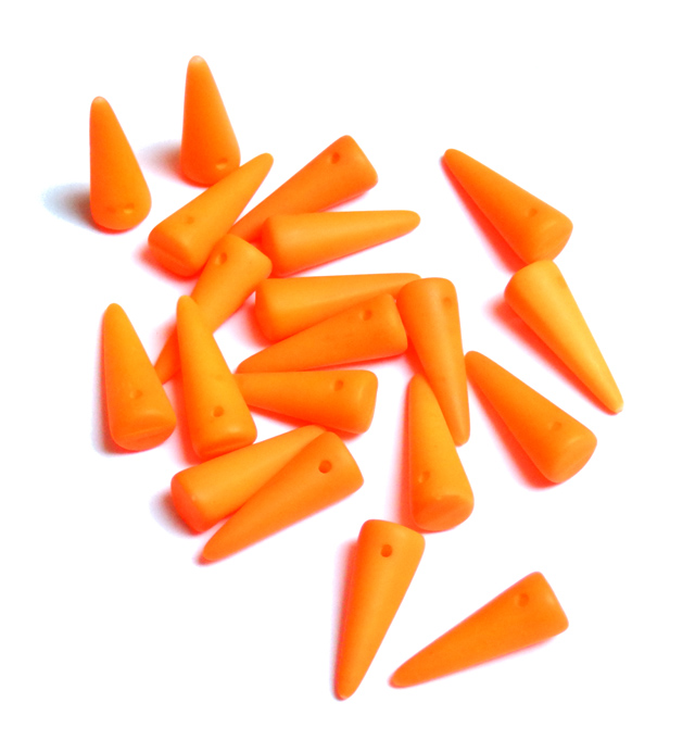 Sklenené ČR korálky NEON svietiace pod UV 6x16mm spike oranžové 1ks