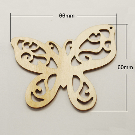 Drevený motýľ výsek 1ks, 60x66x2mm