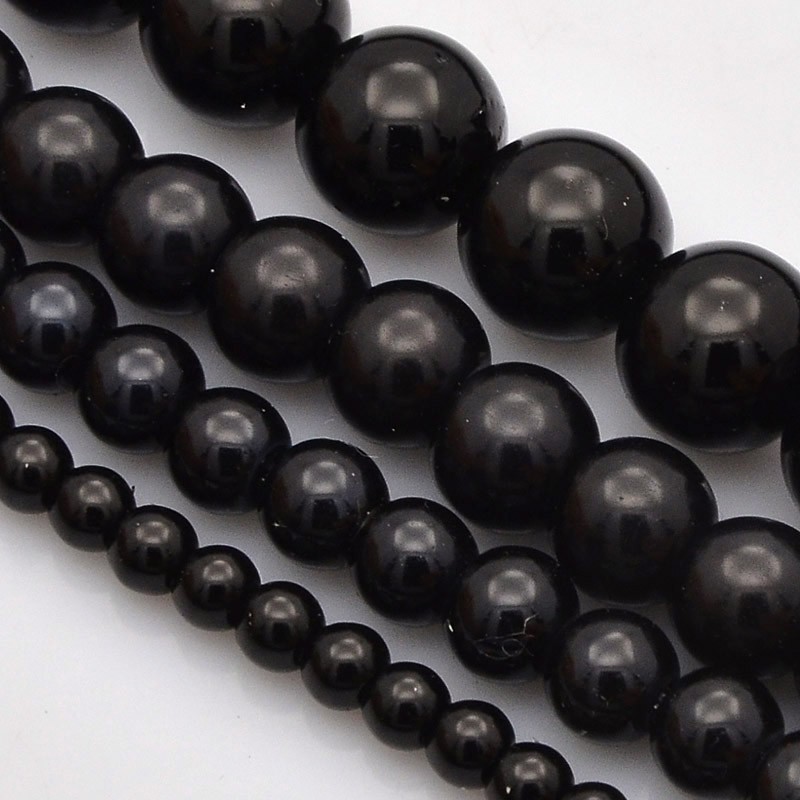Voskované perly 50g sklenené MIX veľkostí 4-12mm čierne