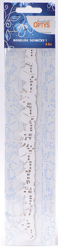 Papierové výrezy - bordúra domčeky 1, 8ks, v balíčku