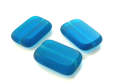 Sklenené ČR ploškované korálky 12x8mm aqua s matným okrajom 1ks