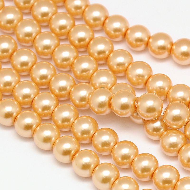 Environmental voskované sklenené perly, 40ks, 6mm, zlatá