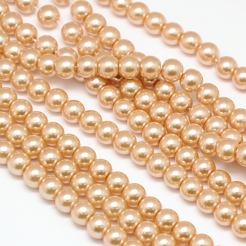 Environmental voskované sklenené perly, 40ks, 6mm, béžová