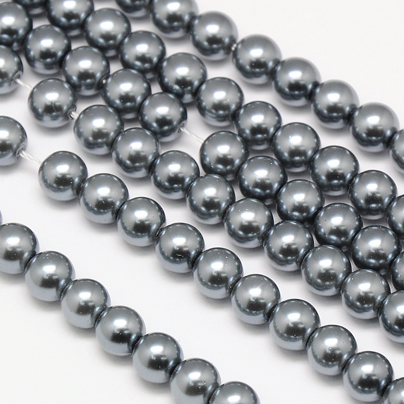 Environmental voskované sklenené perly, 40ks, 6mm, sivá