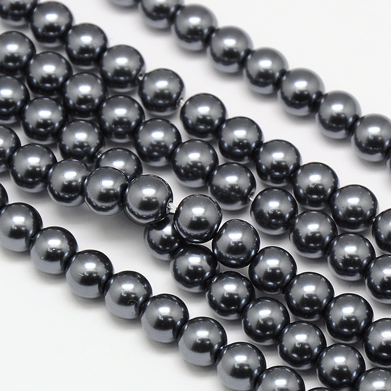 Environmental voskované sklenené perly, 40ks, 6mm, tm. sivá