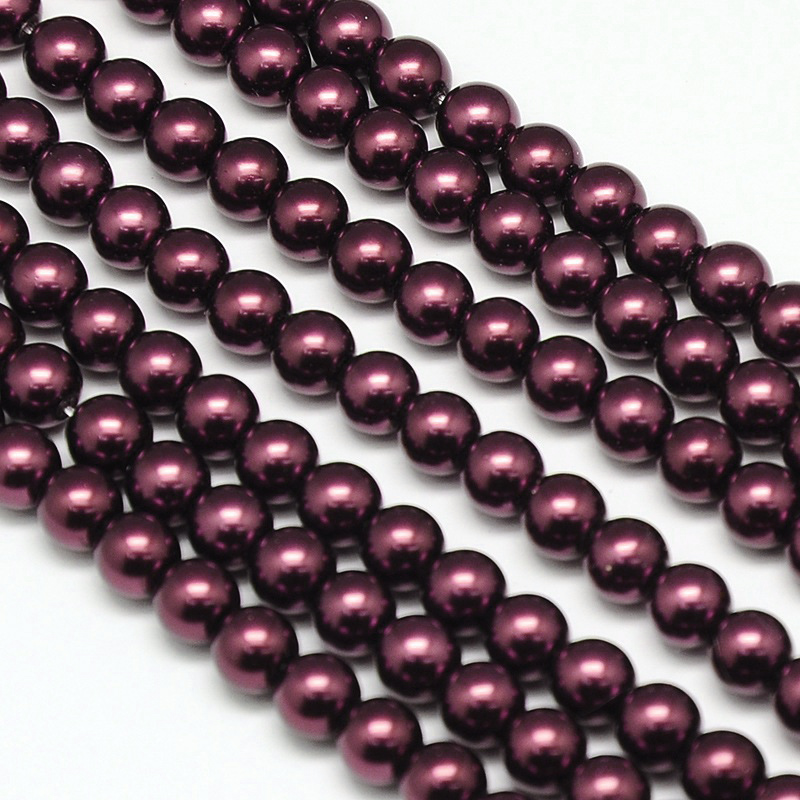 Environmental voskované sklenené perly, 30ks, 8mm, ružovo-fialová