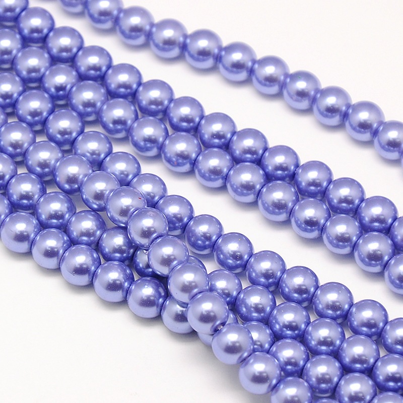 Environmental voskované sklenené perly, 30ks, 8mm, modro-fialová