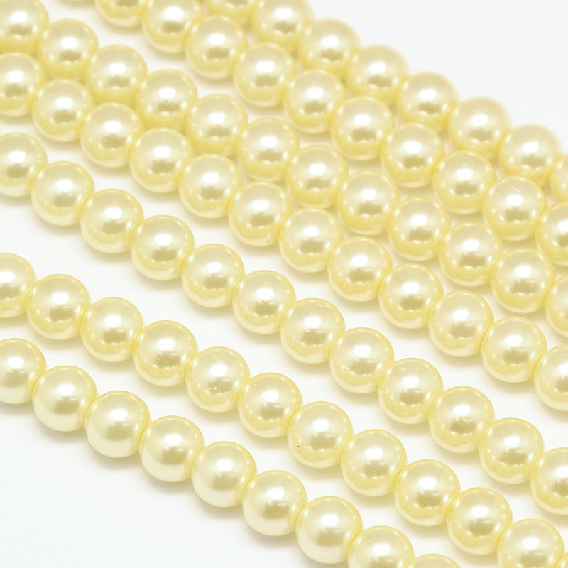 Environmental voskované sklenené perly, 20ks, 10mm, sv. žltá