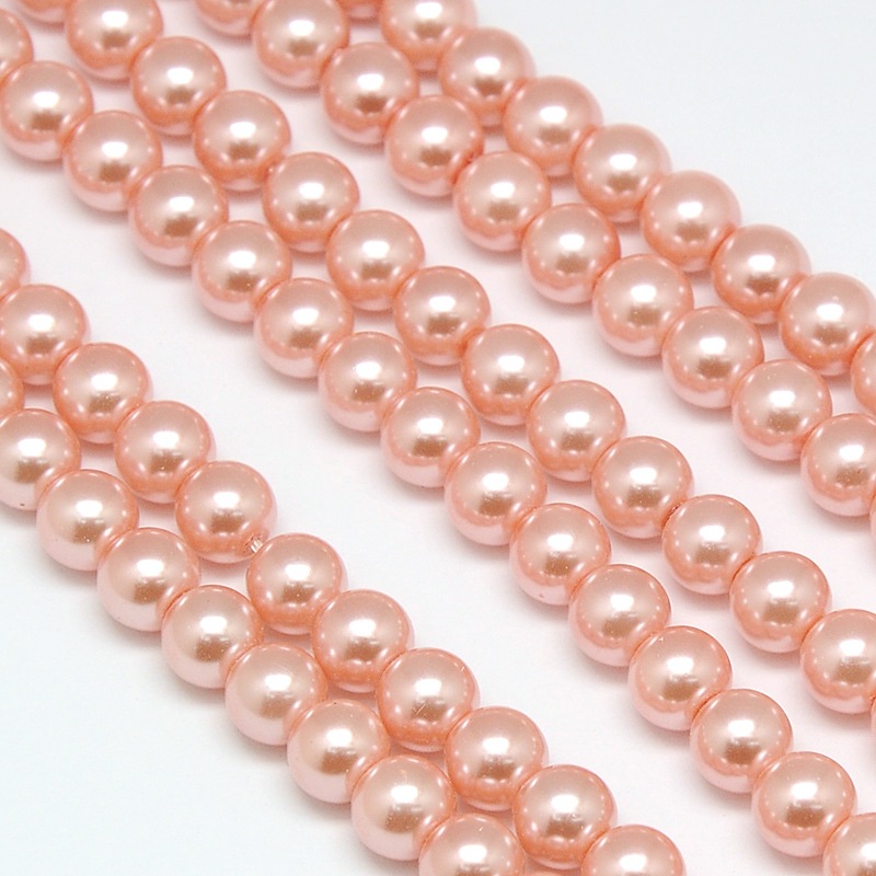Environmental voskované sklenené perly, 20ks, 10mm, sv. lososová