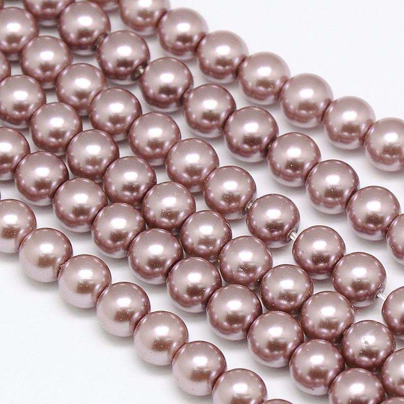 Environmental voskované sklenené perly, 20ks, 10mm, ružovo-sivá