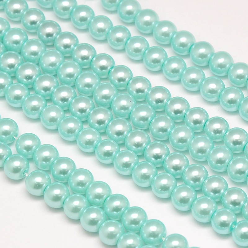Environmental voskované sklenené perly, 20ks, 10mm, aqua