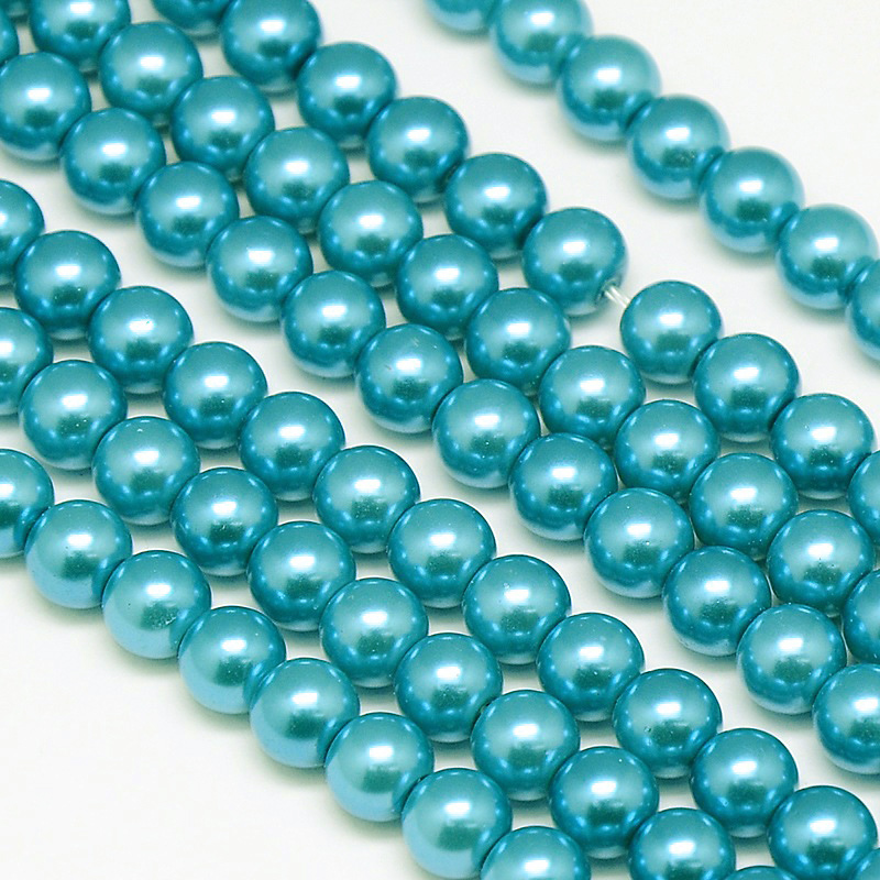 Environmental voskované sklenené perly, 20ks, 10mm, tyrkys