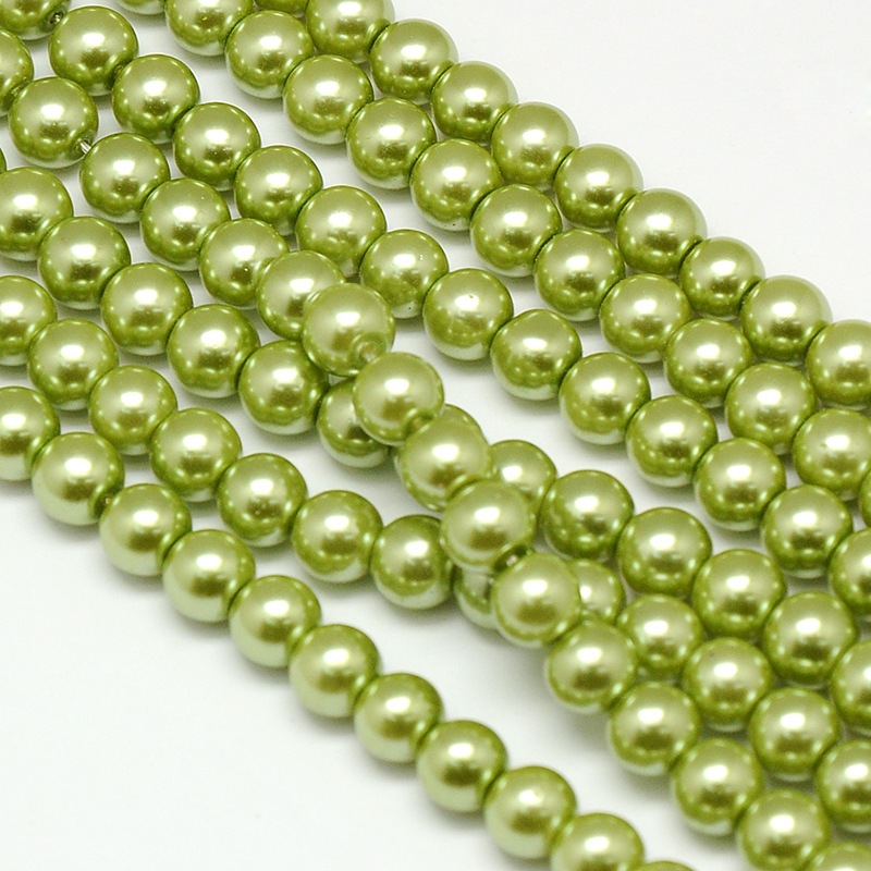 Environmental voskované sklenené perly, 20ks, 10mm, sv. olivová