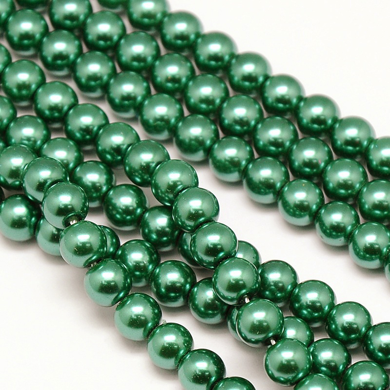 Environmental voskované sklenené perly, 20ks, 10mm, tm. zelená
