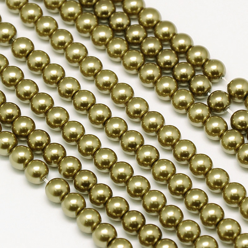 Environmental voskované sklenené perly, 20ks, 10mm, kaki